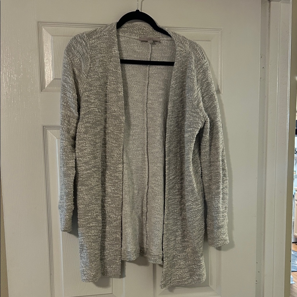 LOFT Light Gray Open-Front Cardigan